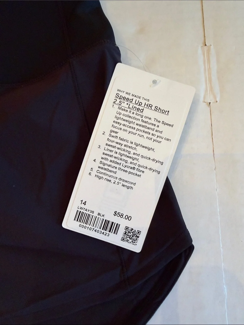 NWT lululemon Speed Up HR Short 2.5” Lined size 14 Black